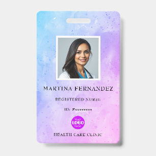 Purple Watercolor Medical Nurse ID Badge