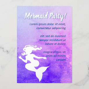Purple Watercolor Mermaid Foil Invitation