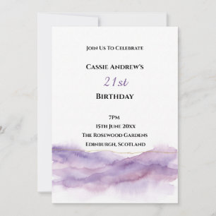 Purple Watercolor Milestone Birthday Invitation