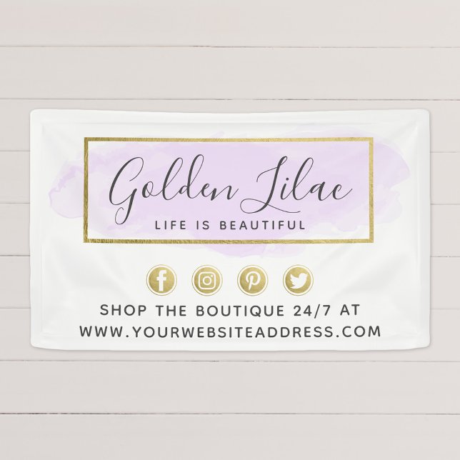 Purple Watercolor & Modern Gold Geometric Chic Banner (Creator Uploaded)