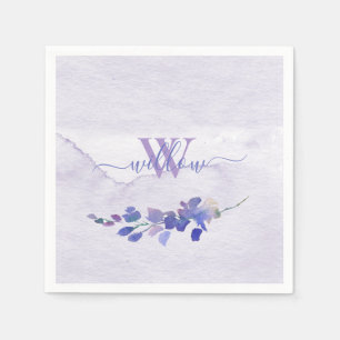 Purple Watercolor Monogrammed Bridal Shower Napkin