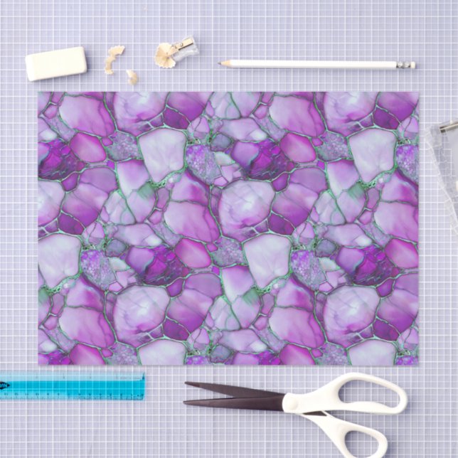 Purple Watercolor Mosaic Sea Glass  Tissue Paper (Craft)