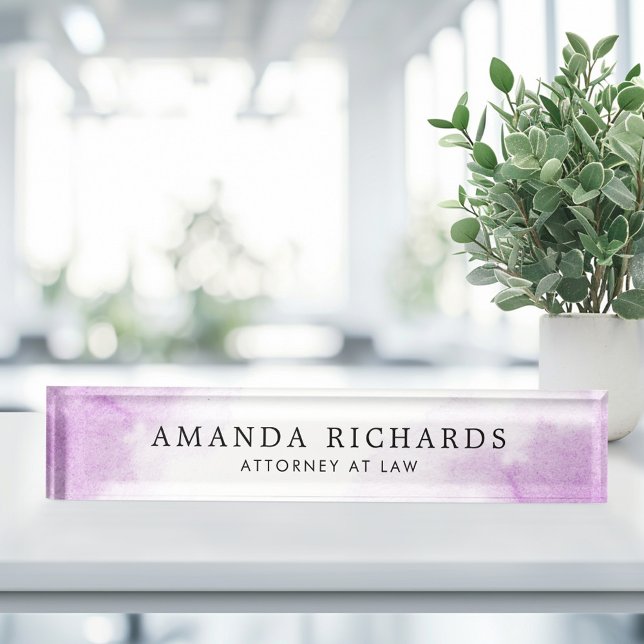Purple watercolor nameplate (Purple watercolor desk name plate)