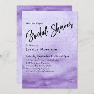 Purple Watercolor Ombre Bridal Shower Invitation