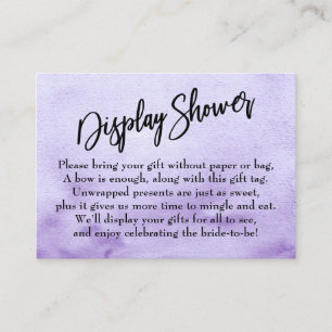 Purple Watercolor Ombre Display Bridal Shower Enclosure Card