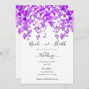 Purple Watercolor Orchid Floral Wedding Invitation