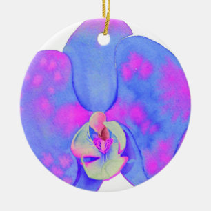 Purple watercolor Orchid painting Ceramic Tree Decoration