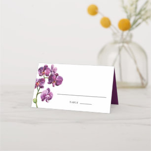 Purple Watercolor Orchids Tropical Wedding Place Card