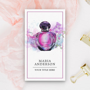 Purple Watercolor Perfume Bottle Business Card