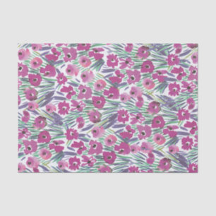 Purple Watercolor Poppy Floral collage of Flowers Tissue Paper