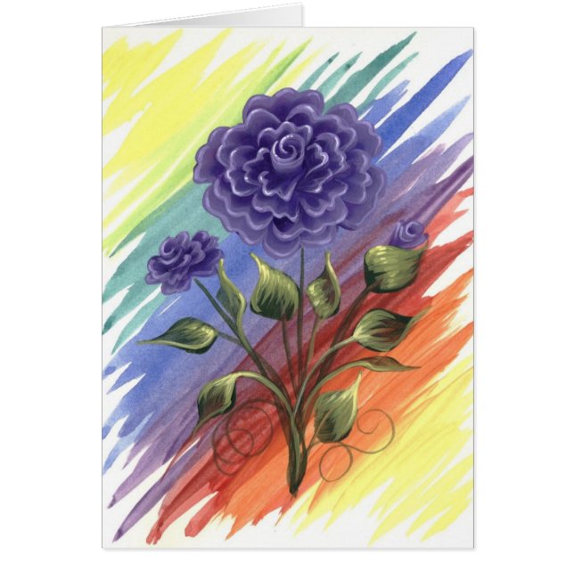 Purple Watercolor Rose Card (Front)