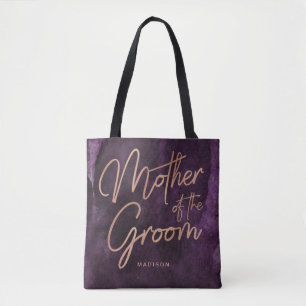 Purple Watercolor Rose Gold Mother of the Groom Tote Bag