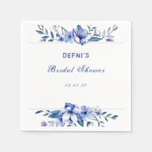 purple watercolor rustic floral bridal shower napkin