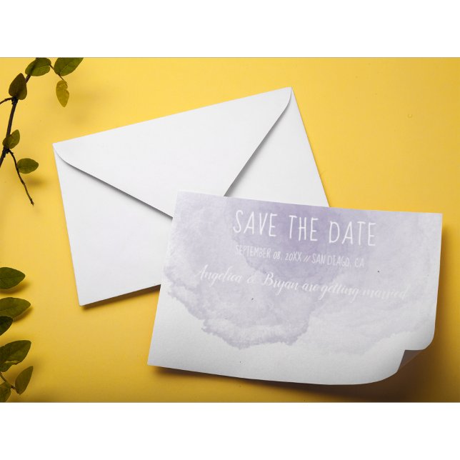 Purple Watercolor Save The Date Card (Creator Uploaded)