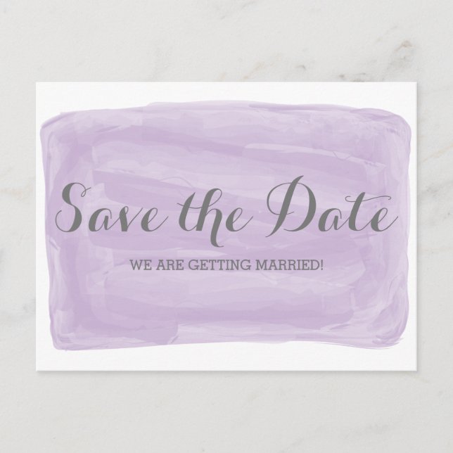 Purple Watercolor Save the Date Postcard (Front)