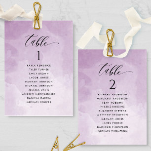 Purple Watercolor Seating Plan Card w/ Guest Names