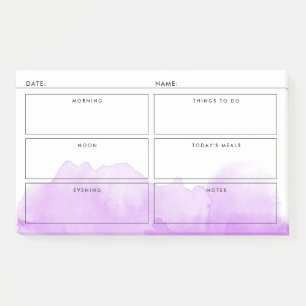 Purple Watercolor Simple Daily Organiser Post-it Notes