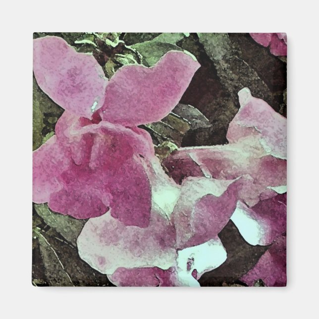 purple watercolor snapdragons magnet (Front)