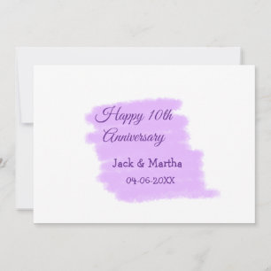Purple watercolor splash modern 10th anniversary  invitation