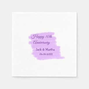 Purple watercolor splash modern 10th anniversary napkin