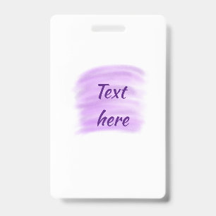 Purple watercolor splashes add text here custom pe ID badge
