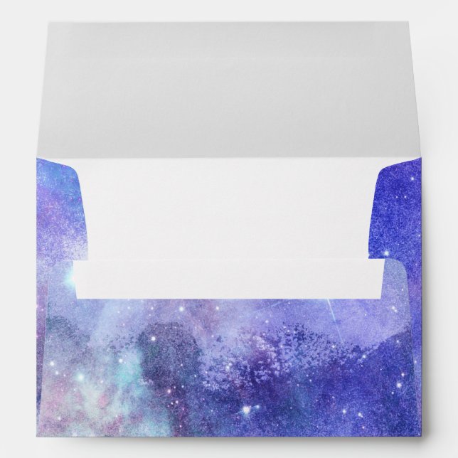 Purple Watercolor Starry Sky Space Lover Galaxy Envelope (Back (Bottom))