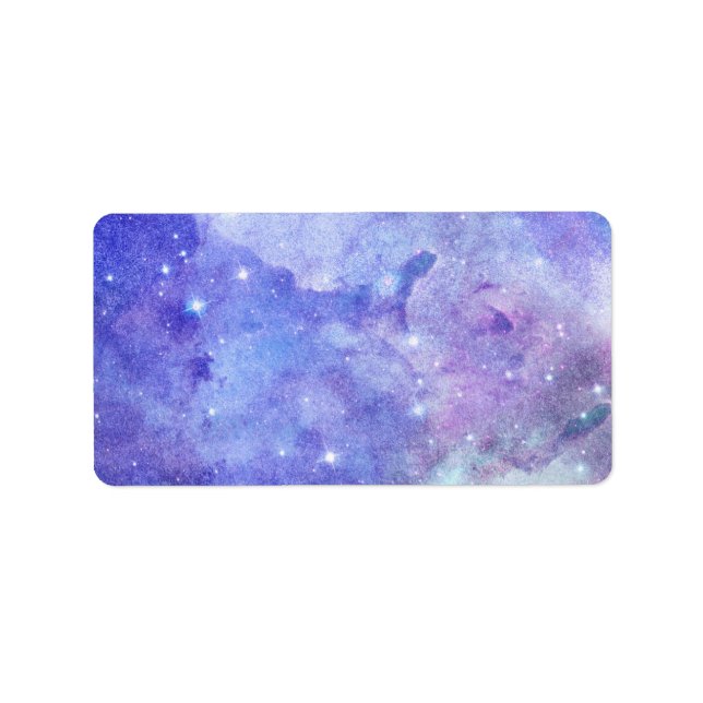 Purple Watercolor Starry Sky Space Lover Galaxy Label (Front)
