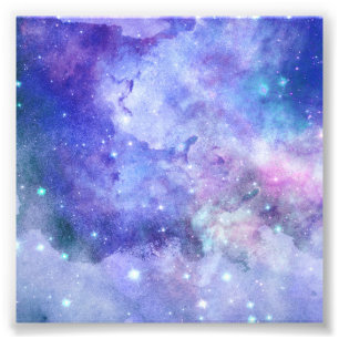 Purple Watercolor Starry Sky Space Lover Galaxy Photo Print