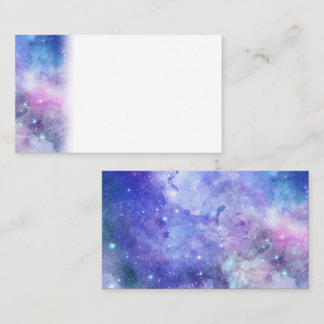 Purple Watercolor Starry Sky Space Lover Galaxy Place Card (Front/Back)