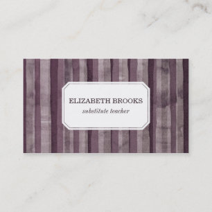 Purple Watercolor Stripes Business Card