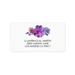 Purple Watercolor Succulents Label
