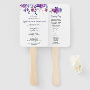 Purple Watercolor Succulents Wedding Programs Hand Fan