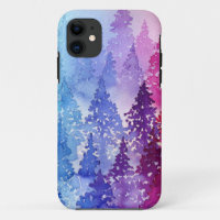 Purple Watercolor Trees