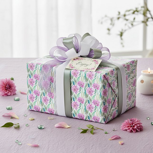 Purple watercolor tropical blooms pattern wrapping paper (Creator Uploaded)