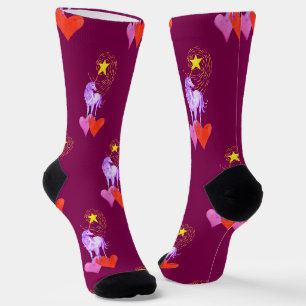 Purple Watercolor Unicorn Premium Crew Socks
