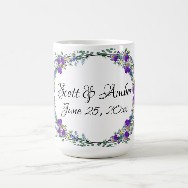 Purple watercolor violet Lavender Eucalyptus   Coffee Mug (Center)