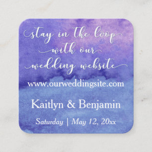 Purple Watercolor Wedding Website Reminder Card