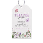 Purple Watercolor Wildflower Butterfly Favour Tags