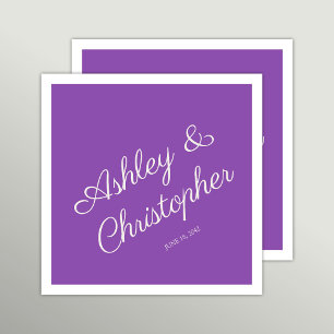 Purple Watercolor Wildflower Cocktail Party Napkin