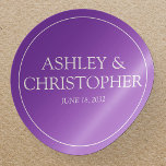 Purple Watercolor Wildflower Wedding Classic Round Sticker<br><div class="desc">Minimalist wedding sticker designed to coordinate with our whimsical purple wildflower wedding stationery collection. Clean,  crisp typography,  coordinating background colours. ❀❀❀ 

Easily personalizable. However,  please contact us for assistance in personalising or customising to fit your individual wishes,  or to help in creating related wedding stationery products.</div>