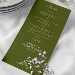 Purple Watercolor Wildflower Wedding Menu