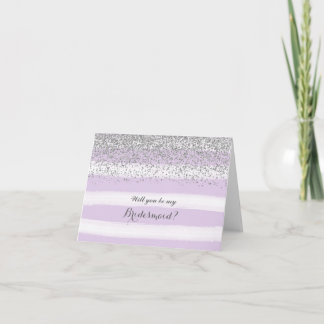 Purple Watercolor Will You Be My Bridesmaid Card