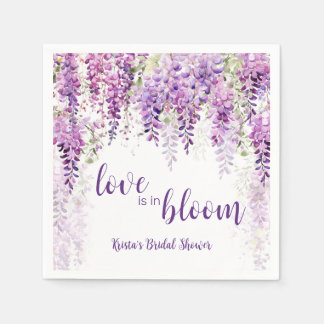 Purple Watercolor Wisteria Bridal Shower Napkin