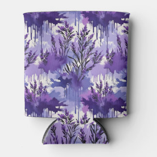 Purple Watercolor with Florals Can Cooler