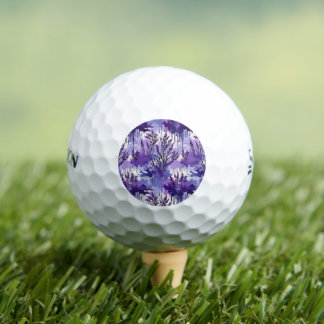 Purple Watercolor with Florals Golf Balls