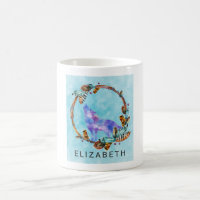 Purple Watercolor Wolf with a Boho Wreath Custom