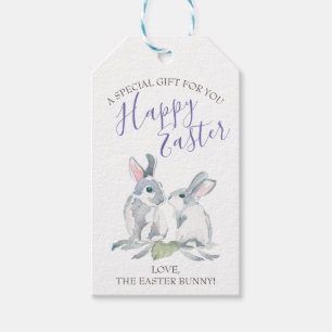 Purple Watercolor Woodland Animals Gift Tags