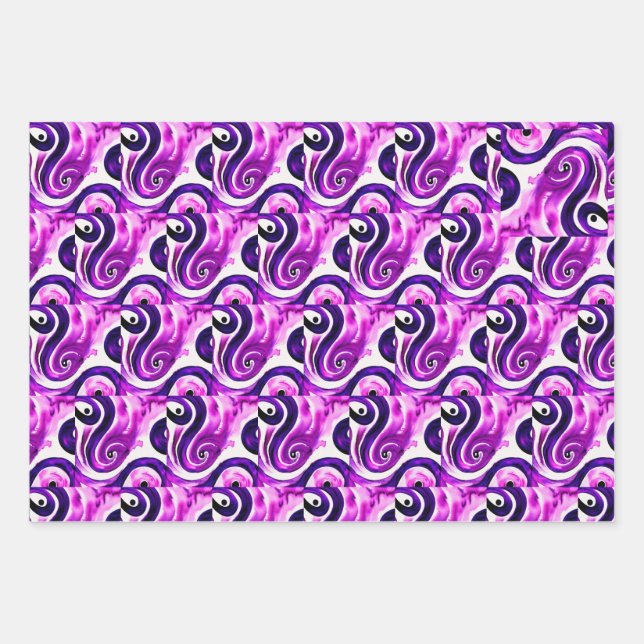 Purple Watercolor Wrapping Paper Sheet (Front 3)