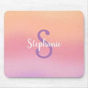 Purple Watercolors Monogram Mouse Pad