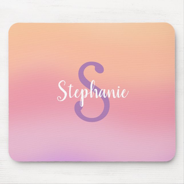 Purple Watercolors Monogram Mouse Pad (Front)
